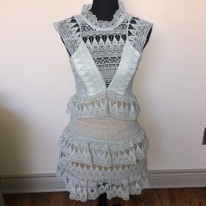 Sleeveless Mock neck Ruffle Dress